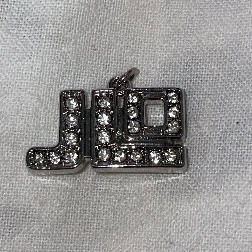 JLO silver tone bright white rhinestone charm